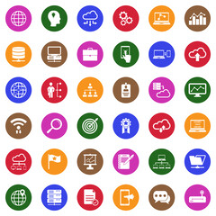 Information Technology Icons. White Flat Design In Circle. Vector Illustration.