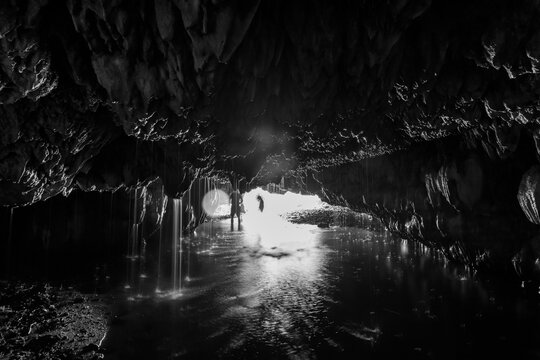 Dikili Ağlayan cave looks bright light from inside to outside.