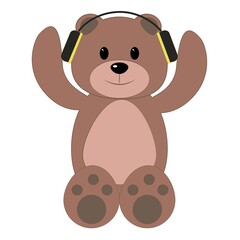 Cartoon bear with headphones