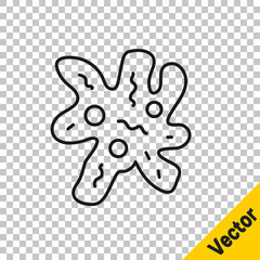 Black line Cell icon isolated on transparent background. Vector.