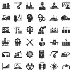 Naklejka premium Industry Icons. Black Scribble Design. Vector Illustration.