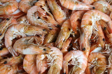 Surface of grilled shrimp, seafood.