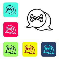 Black line Location pirate icon isolated on white background. Set icons in color square buttons. Vector.