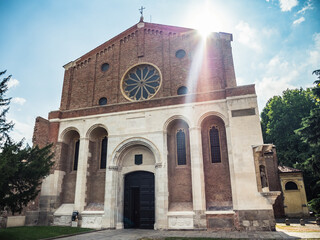 Church of the Eremitani Exterior Facade in Padua also called Church of the Hermits or Chiesa degli...