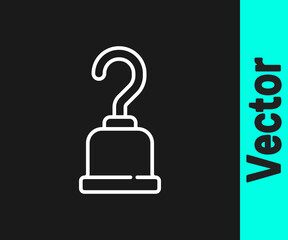 White line Pirate hook icon isolated on black background. Vector.