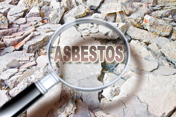 Looking for dangerous asbestos particles in industrial waste after demolishing a concrete building...