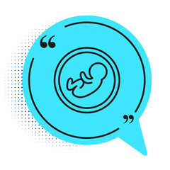 Black line Baby icon isolated on white background. Blue speech bubble symbol. Vector.