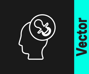 White line Baby dummy pacifier icon isolated on black background. Toy of a child. Vector.