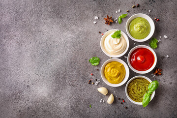 Assorted tasty rich sauces