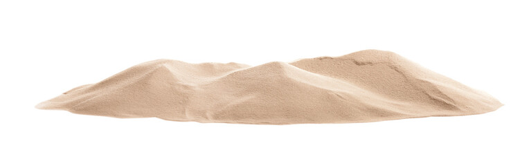 Pile of dry beach sand on white background - obrazy, fototapety, plakaty