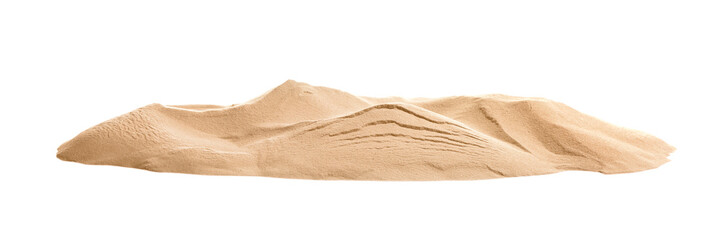Fototapeta na wymiar Pile of dry beach sand on white background