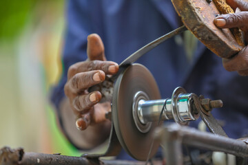 Knife sharpening with sharpening stone