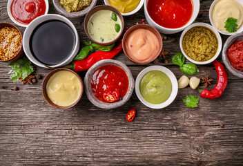 Assorted tasty rich sauces