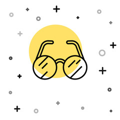 Black line Eyeglasses icon isolated on white background. Random dynamic shapes. Vector.