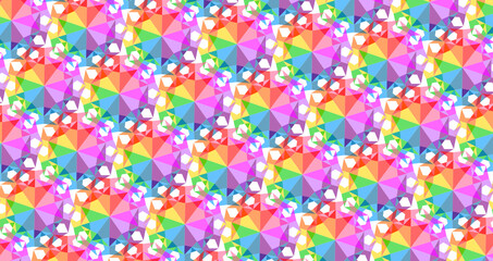 repetitive abstract geometric rainbow pattern-10a2a of a ten sided polygon-10a2