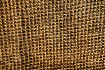 Sacking. Sacking canvas in macro, visible threads and fibers. Another perspective.