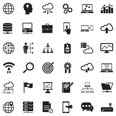 Information Technology Icons. Black Flat Design. Vector Illustration.