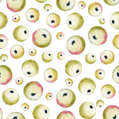 Fototapeta premium Floral pattern with mistletoe berries. Seamless pattern for digital paper and fabric. Watercolor llustration on white background.