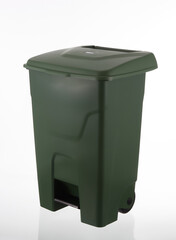 Green Recycle Bin on White