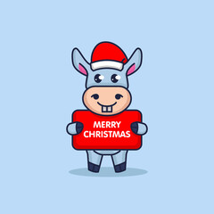 Cute donkey with Santa Claus costume