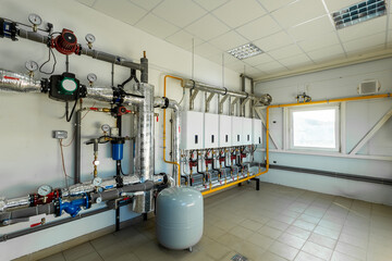 gas boiler room, boilers and equipment