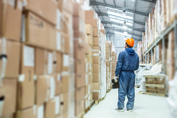 Obraz na płótnie Canvas worker in a helmet in a warehouse