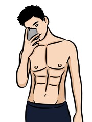 Fototapeta premium cartoon cute man on white background