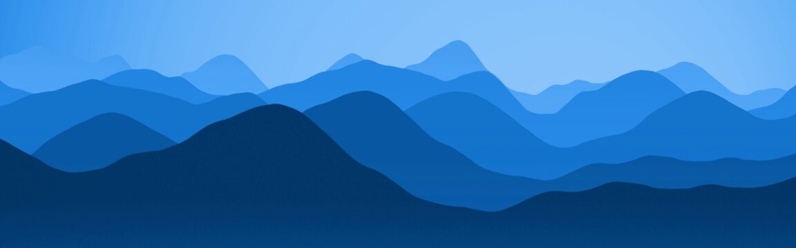 creative blue hills at sunset time computer art background texture illustration