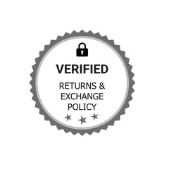 Verified Returns & Exchange policy badge,  Returns policy logo design, verified logo, verified icon