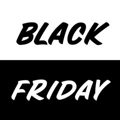 Black Friday. Social media square banner. Lettering in casual style on black and white background. Vector illustration.