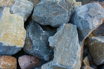 A pile of large stones top view.