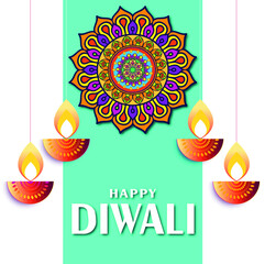 happy diwali creative wishes card design