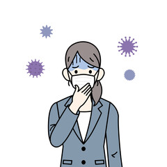 風邪をひく　会社員　女性