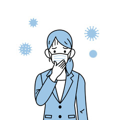 風邪をひく　会社員　女性