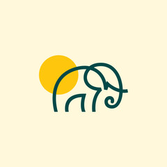 Simple and minimal elephant logo illustration. Modern vector line icon.S