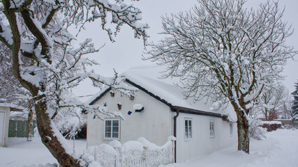 house in the snow