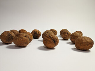 
walnuts on a white background