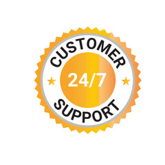 Customer support vector logo, 24/7 customer support,  customer services badge