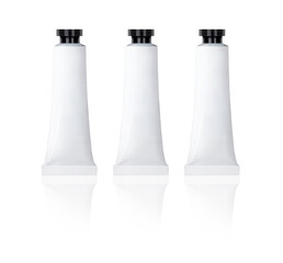 3D illustration of white aluminum distemper color tube with black plastic top
