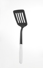 Plastic black kitchenware utensil isolated on white background.