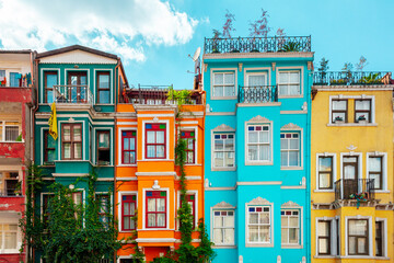 Naklejka premium Colourful houses in Balat, Istanbul