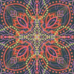 Surreal neon floral colorful background mandala 