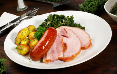 German Green Cabbage with Sausages and Meat