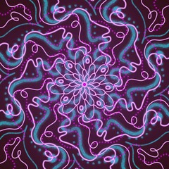 Violet and pink neon looking abstract mandala 