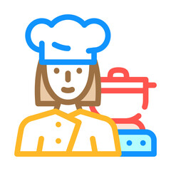 cook woman job color icon vector illustration