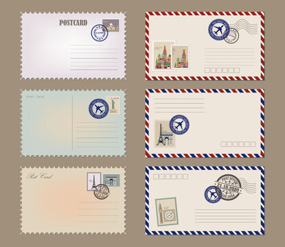 Design d'enveloppe vintage avec timbres-poste. Illustration vectorielle  Vecteur par ©jannystockphoto 30394597