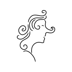 Abstract line drawing of human face.