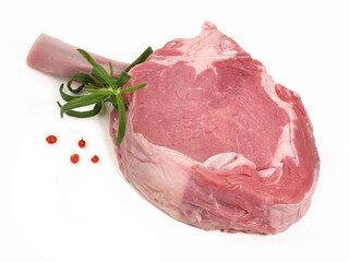 Raw Veal Rack Cutlet Isolated on white Background