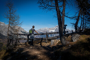 man looking at the mountain