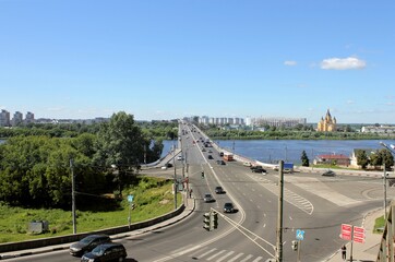 Obraz premium View of the Oka river and Kanavinsky bridge in Nizhny Novgorod
